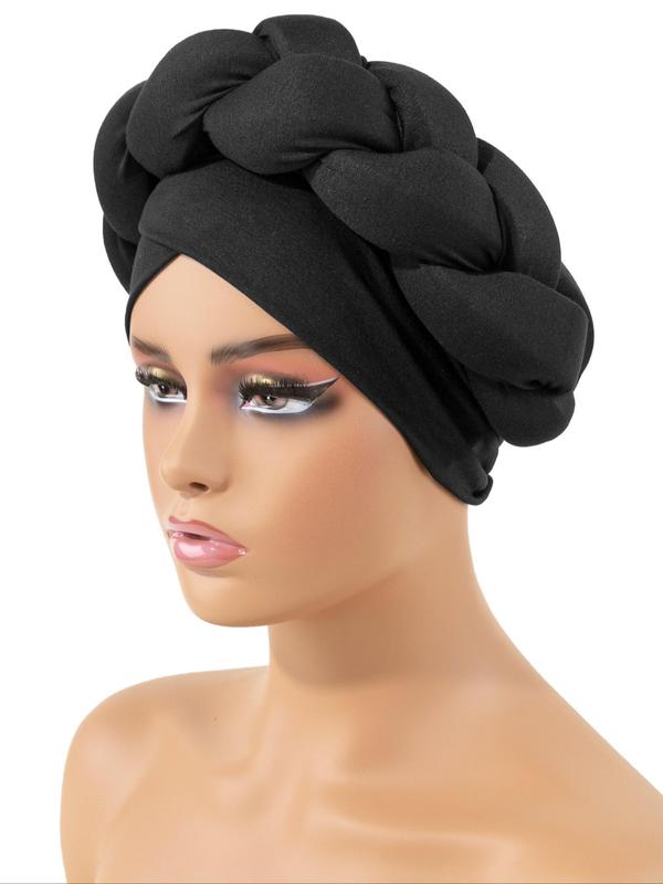 Women's Simple Style Solid Color Braid Design Turban, Casual Elegant Comfortable Hair Turban, Fashionable Head Wrap for Women & Girls for Daily Wear