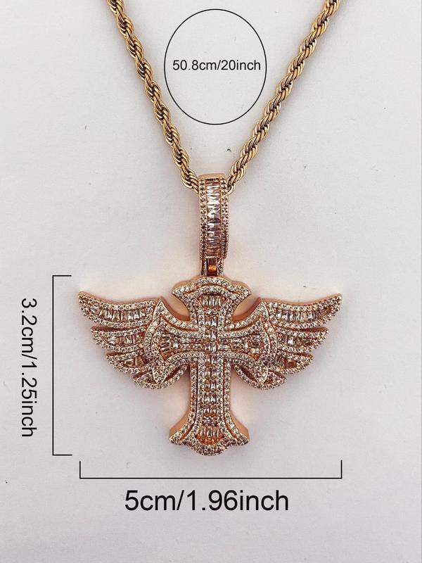 Rhinestone Decorated Cross & Wing Design Pendant, Fashionable Jewelry Accessory for Party, Daily Decor, Trendy All-match & Exquisite Accessory for DIY Jewelry