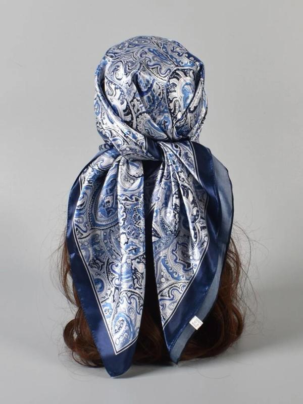 Women's Boho Style Paisley Print Square Scarf, Vintage Trendy Hair Scarf, Fashionable Hair Accessories for Women & Girls