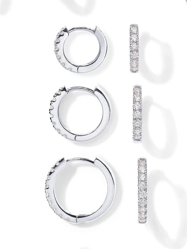 Rhinestone Decor Hoop Earrings, Fashionable Earrings for Women & Men, Trendy All-match & Exquisite Jewelry for Birthday Gift