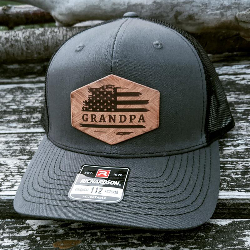 Personalized Grandpa American Flag Baseball Cap - Richardson Snap-Back Hat