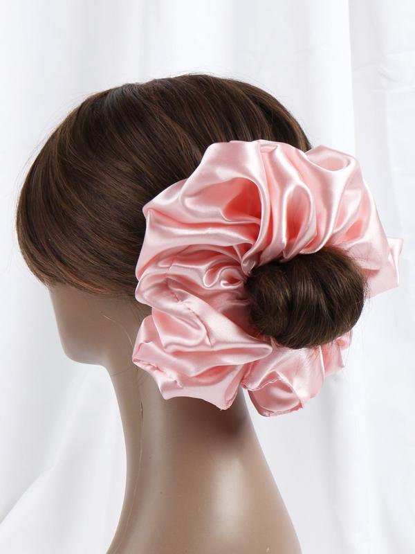 Solid Color Ruched Design Scrunchie, High Stretch Hair Tie, Fashion Hair Accessories for Women & Girls