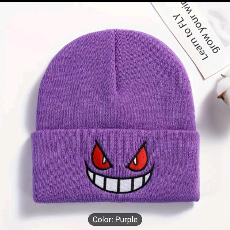 Classic Pokemoned Adult 100% Cotton Beanie in Purple,Blue,Yellow,Orange and Black