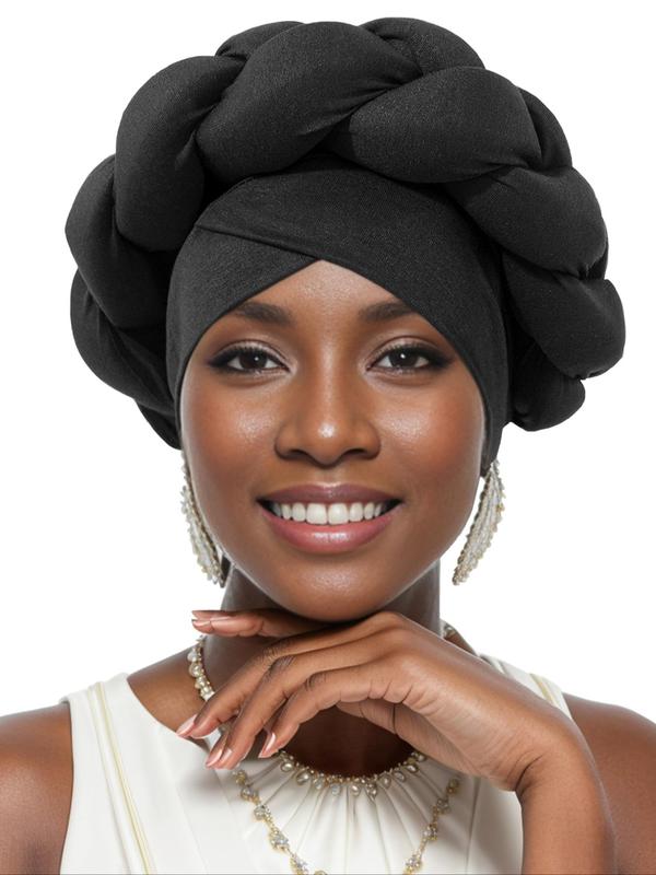 Women's Simple Style Solid Color Braid Design Turban, Casual Elegant Comfortable Hair Turban, Fashionable Head Wrap for Women & Girls for Daily Wear