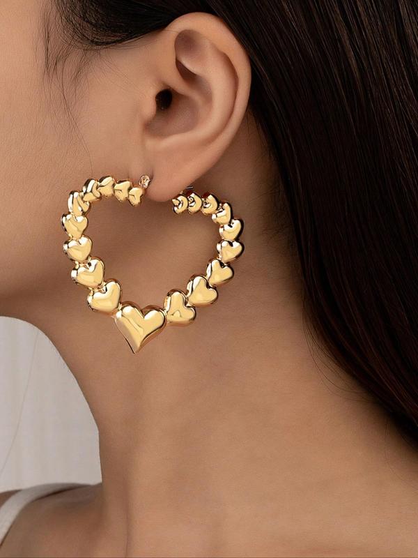 Heart Shaped Hollow out Hoop Earrings (1 Pair), Fashionable Jewelry for Women, Casual Jewelry for Party, Daily Clothing Decor, Trendy All-match & Exquisite Jewelry for Birthday Gift