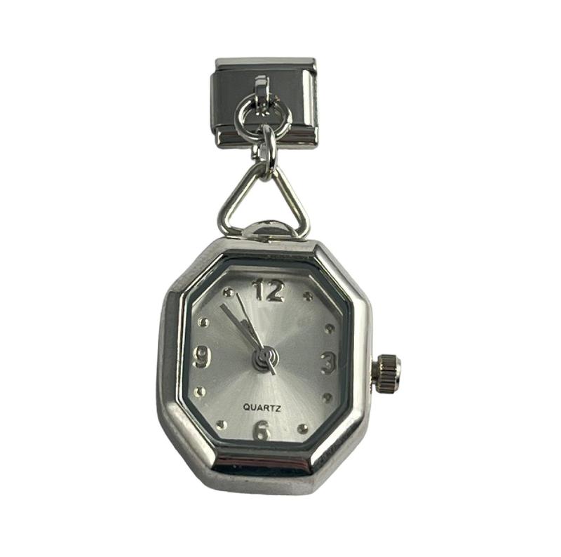 Italian Charm Link Dangle Watch White Octagon Rectangle Face Charm 9mm