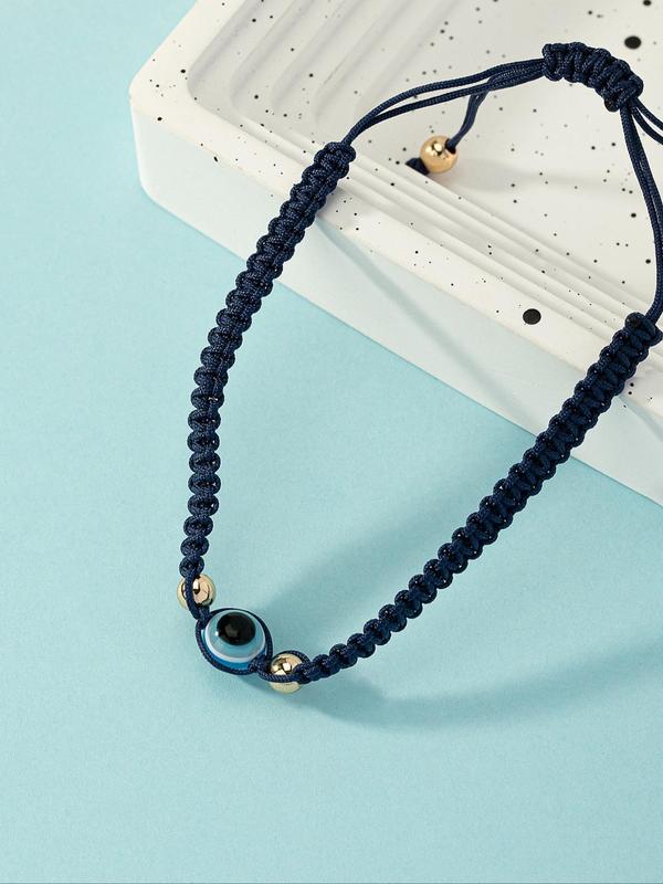 Fashion Retro Evil Eye Design Drawstring Bracelet, Adjustable Hand Jewelry For Men & Women, Popular Accessories