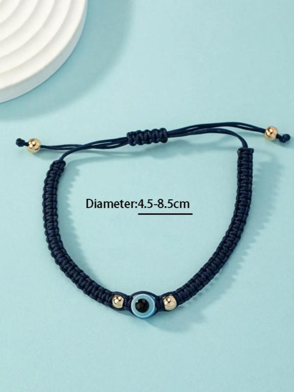 Fashion Retro Evil Eye Design Drawstring Bracelet, Adjustable Hand Jewelry For Men & Women, Popular Accessories