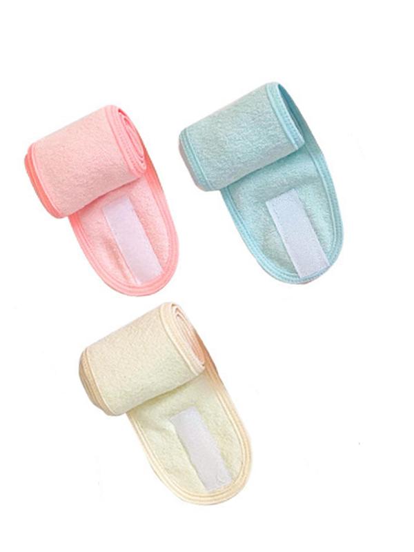 Solid Color Hair Band, Ultra Soft Adjustable Face Wash Headband, Terry Cloth Stretch Make Up Wrap for Face Washing, Shower, Facial Mask, Yoga