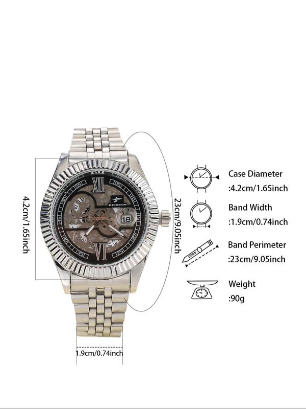 Men's Business Fashion Round Dial Analog Quartz Watch, Fashion Watch for Party, Daily  Decor, Trendy All-match & Exquisite Watch for Birthday Gift with Box