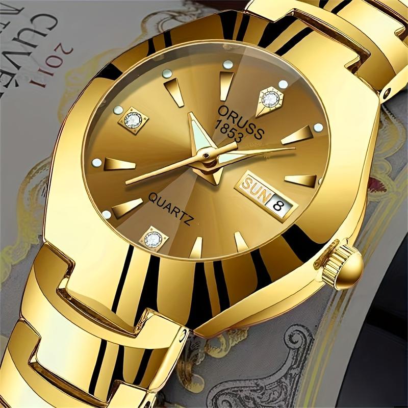 Women's Watch Luxury Rhinestone Quartz Watch Gold Fashion Analog Calendar Watch Date Watch