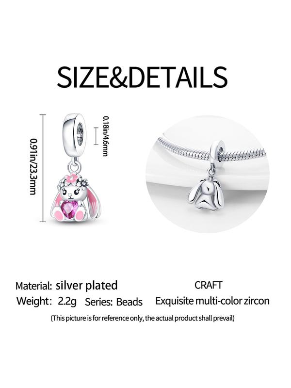 Cute Rabbit Design Pendant, Rhinestone Decor Animal Charm Bead,  Diy Jewelry Making Supplies for Necklace and Bracelet, Fashion Accessories for Women & Girls for Holiday Engagement Gift