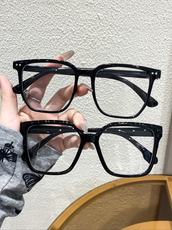 Unisex Simple Style Black Frame Glasses, Trendy Casual Glasses for Everyday Use, Fashion Accessories for Outdoor Activities