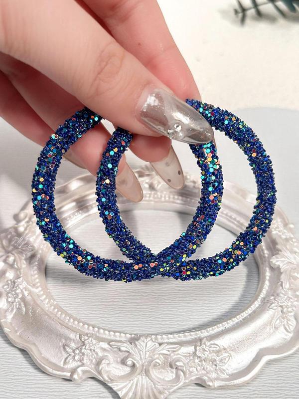 Glitter Rhinestone Decorated Hoop Earrings, Alloy Earrings for Girl, Fashionable Earrings for Women & Girls, Party, Daily Clothing Decor, Birthday Gift