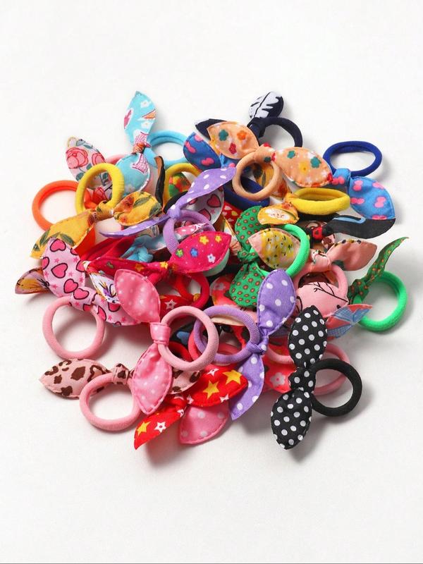 Random Color Cute Bowknot Design Hair Ties, 30pcs Colorful Ponytail Holders for Women & Girls, Fashion Hair Accessories for Party, Daily Hairstyle Decor