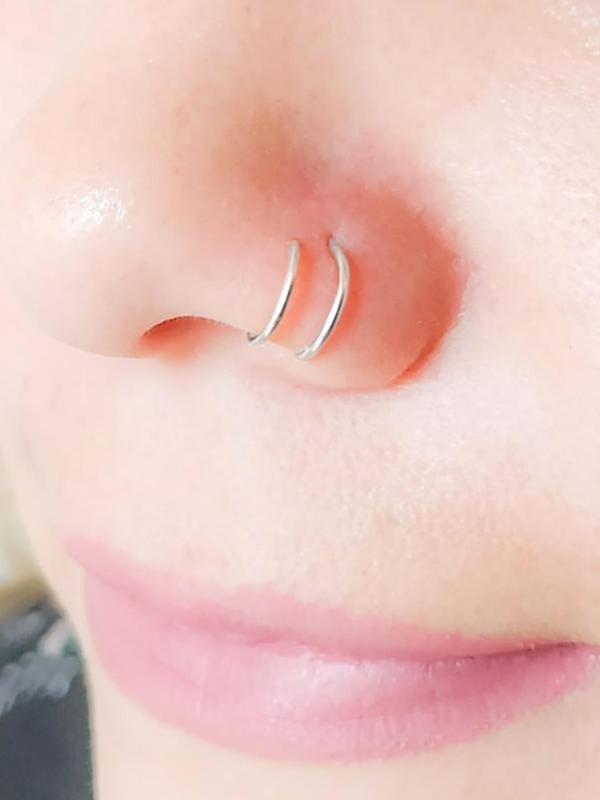 Double Hoop Nose Ring Hoops for Women, Nose Piercing Jewelry for Women & Girls, Fashion Jewelry for Party Decor, Trendy Exquisite Jewelry for Birthday Gift