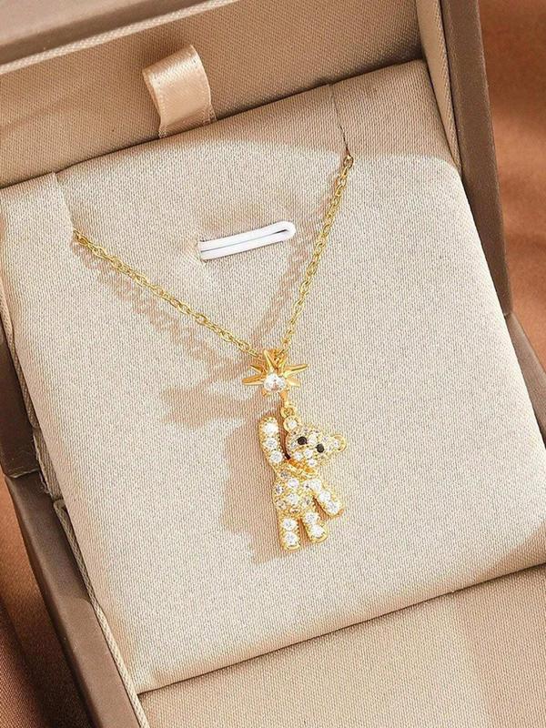 Cute Bear Design Pendant Necklace for Women & Girls, Fashion Jewelry for Party, Daily Clothing Decor, Trendy All-match & Exquisite Jewelry for Birthday Gift