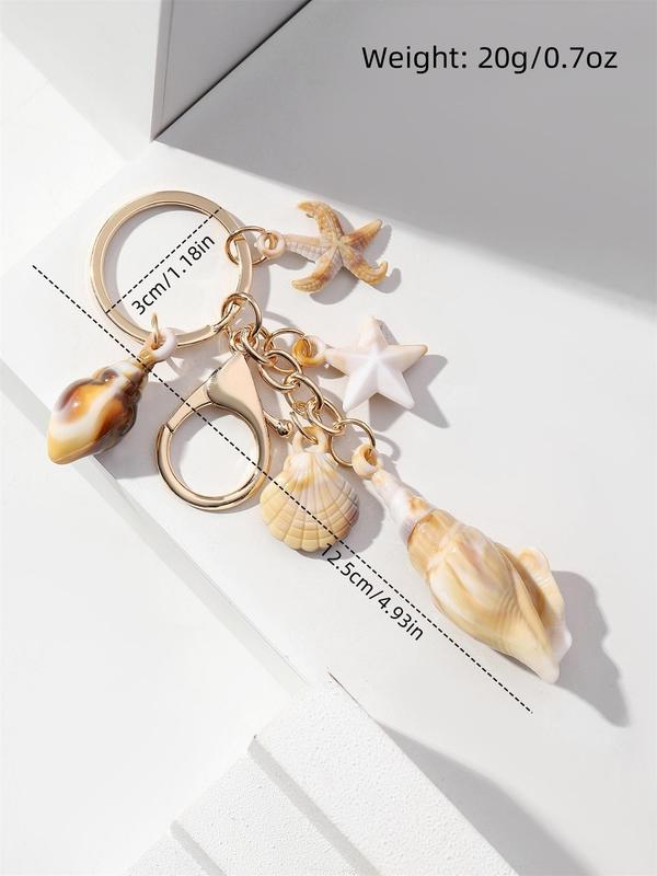 Shell & Starfish Design Keychain, Fashionable Keychain for Women & Men, Trendy All-match Keychain for Birthday Gift, Fashion Accessories for Daily Use