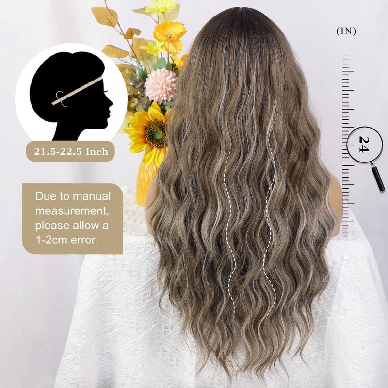 AISI HAIR Long Wavy Ombre Wig Middle Part Curly Natural Looking Hair Replacement Wigs for Party Daily Use