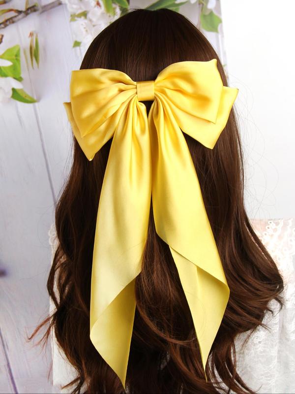 Solid Color Bow Decor Spring Hair Clips, Summer 2024 New Simple Design Hair Accessories for Women & Girls, Cute Hairwear for Daily and Party Used