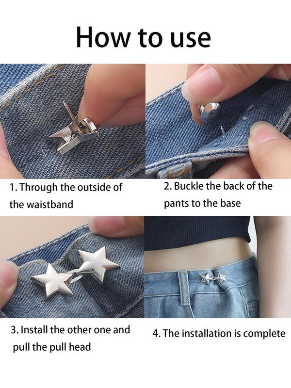 Women's Cute Star Design Free Punch Waist Button, Summer Vacation Fashionable Multi-functional Waist Change for Jeans & Skirt, Trendy All-match & Anti-slip for Birthday Gift