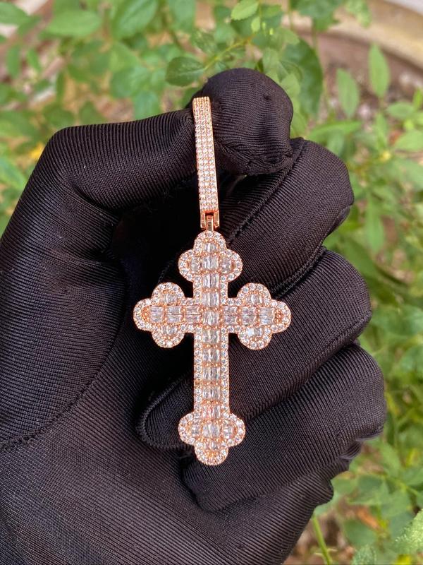 Rhinestone Decorated Cross Pendant, Fashionable Jewelry for Women & Girls, Trendy All-match & Exquisite Jewelry for Birthday Gift