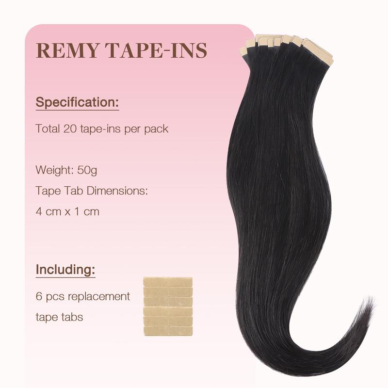 GOOGOO Hair Extensions Tape in Human Hair Natural Straight