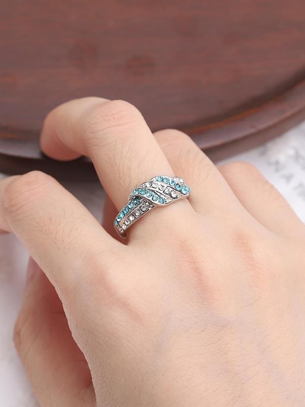 Fashion Criss Cross Design Rhinestone Inlaid Decorative Ring, Elegant Jewelry For Women Daily Wear, Ladies Anniversary Birthday Jewellery Gift, Fashion Accessories