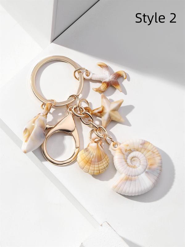 Shell & Starfish Design Keychain, Fashionable Keychain for Women & Men, Trendy All-match Keychain for Birthday Gift, Fashion Accessories for Daily Use