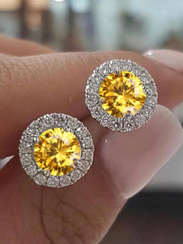 Simple Rhinestone Decorated Stud Earrings, Fashion Earrings Jewelry for Party, Daily Clothing Decor, Trendy All-match & Exquisite Jewelry for Birthday Gift