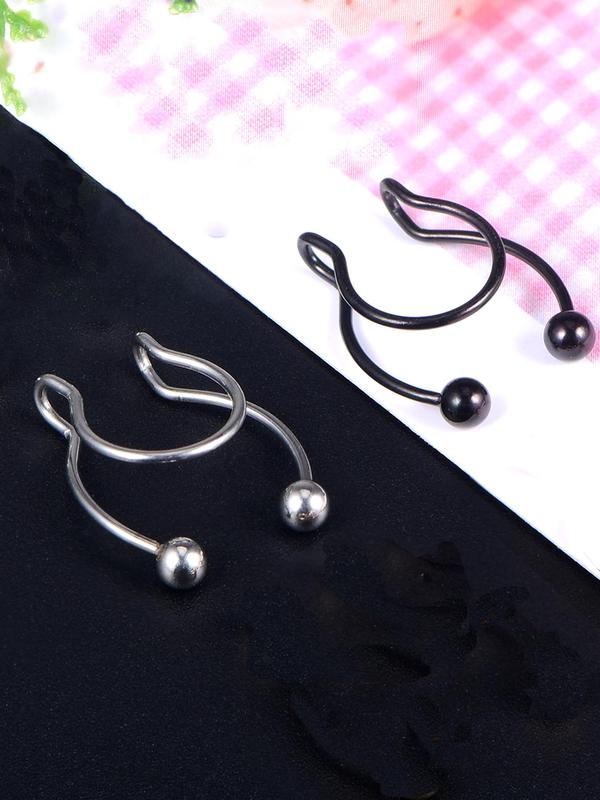 Unisex Punk Style Stainless Steel Nose Ring (6pcs), Body Piercing Jewelry for Women & Men, Fashionable Nose Ring for Daily & Party Decoration