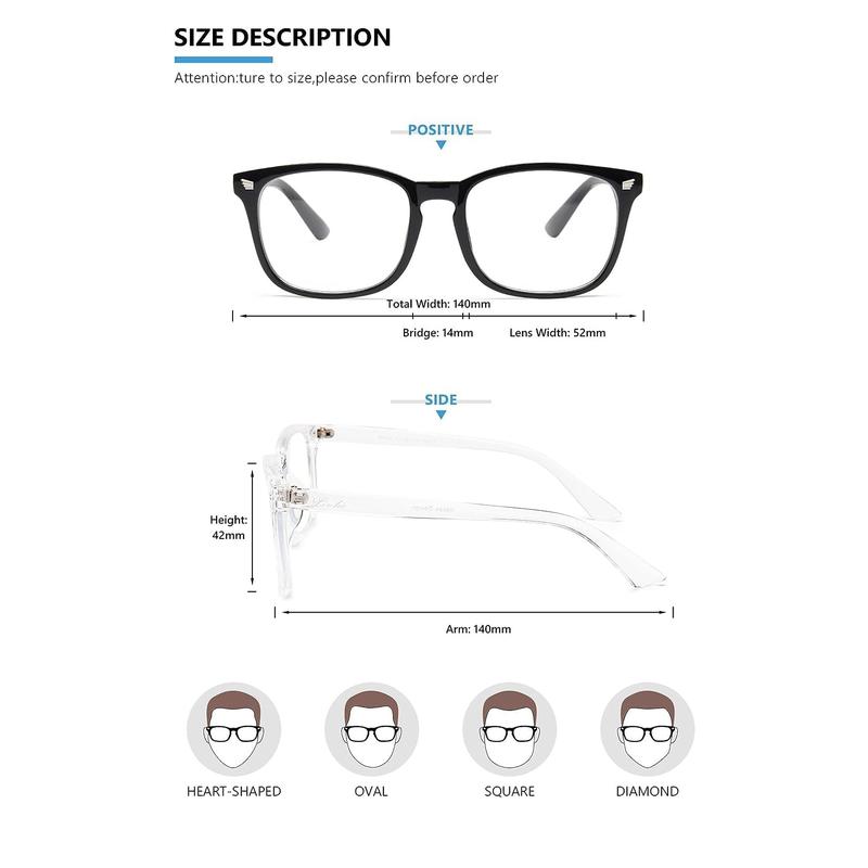 3 packs Computer Glasses, square Fashion gift Glasses Men,  Glasses Women gift Eyeglasses