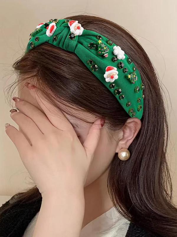 Christmas Themed Knot Design Hair Hoop, Cute Santa Claus Snowflake Decor Hair Accessories for Women & Girls, Fashion Hair Accessories for Party, Daily Clothing Decor