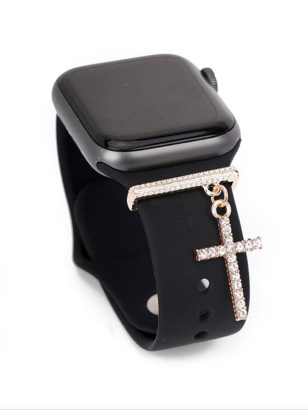 Rhinestone Decorated Cross Watch Band Charm, Fashionable Watch Band Decor for Women & Girls, Trendy All-match & Exquisite Watch Accessories for Birthday Gift