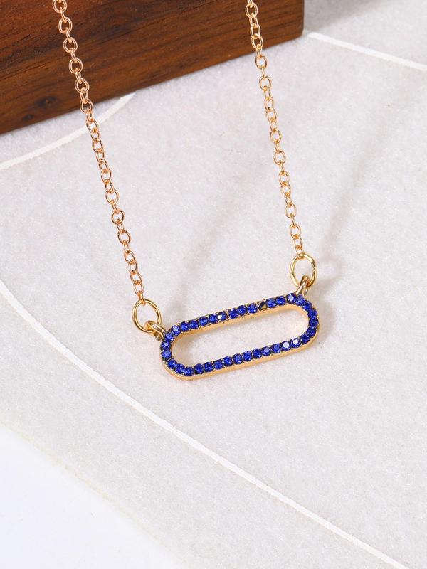 Minimalist Elegant Rhinestone Inlaid Geometric Design Pendant Necklace for Women & Men for Gift, Clavicle Chain Necklace, Fashion All-match Streetwear Jewelry