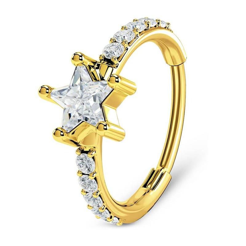 Oufer 20G Star CZ Nose Hoop Ring Helix Earring