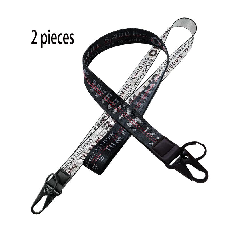 2-Pieces OW White Keychain Lanyards Straps, Fashion Neck Lanyard Keychain Accessories for Women Men,Neck Lanyard for ID Badges Holders, Keys,Black