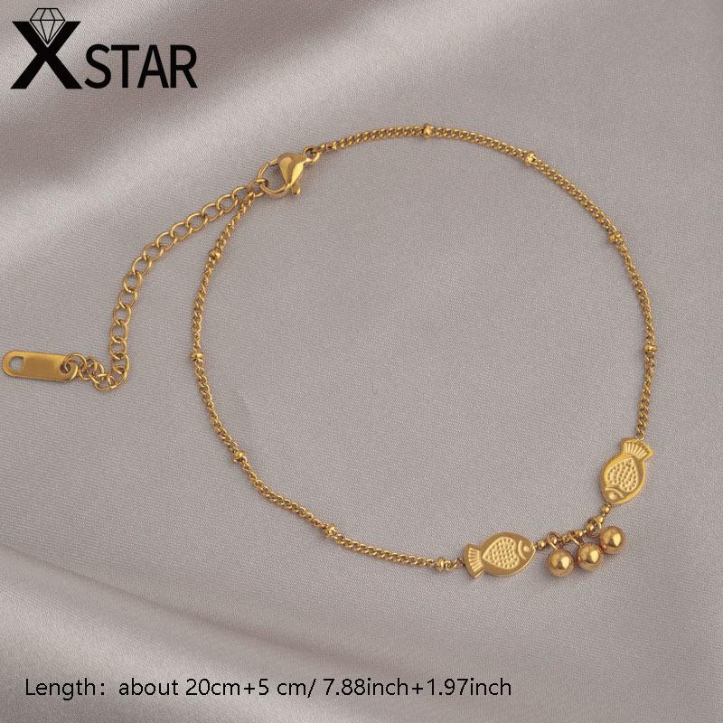 Pisces Anklets for Women Ball Pendant Fish Anklet Chain Stainless Steel Ankle Bracelet with Gift Box Jewelry Gift Non Fade Fashion Accessories Summer Matching Jewelry