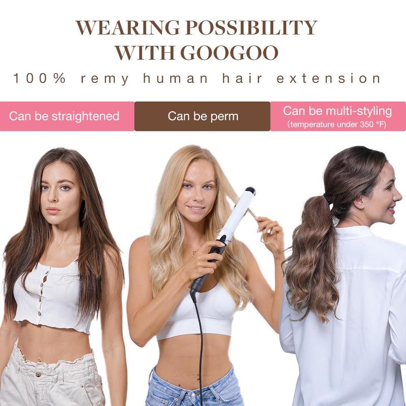 GOOGOO Hair Extensions Tape in Human Hair Natural Straight