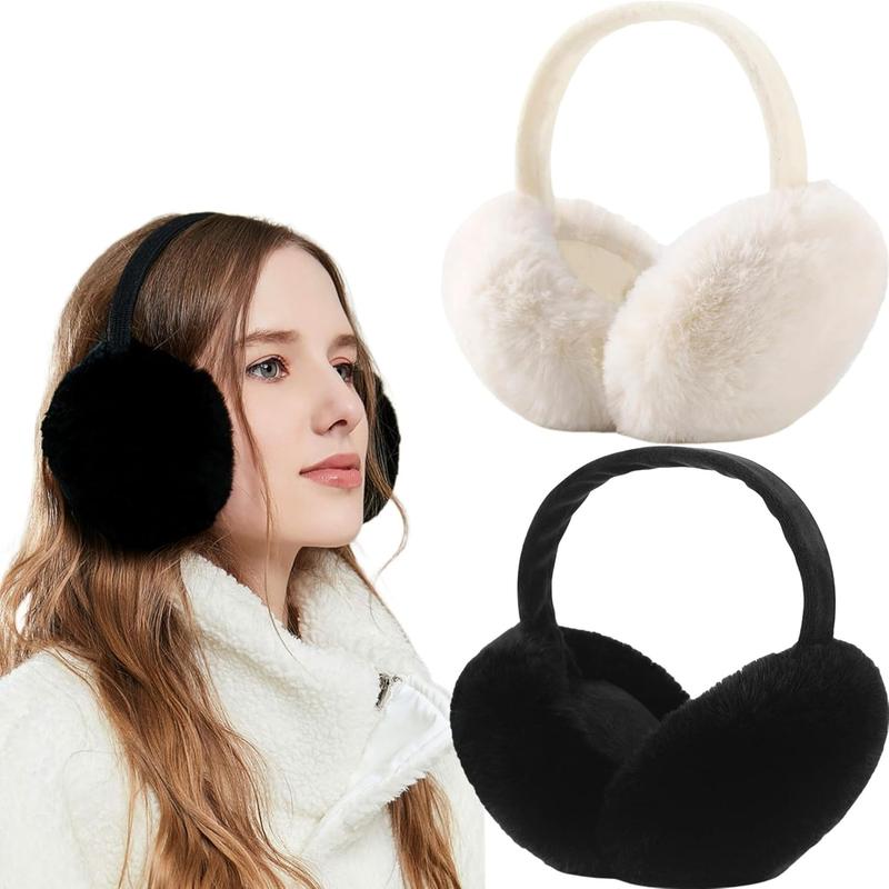 Winter Ear Muffs For Women Faux  Fuzzy Earmuffs Adjustable Fluffy Ear Warmers Foldable Furry Earmuffs