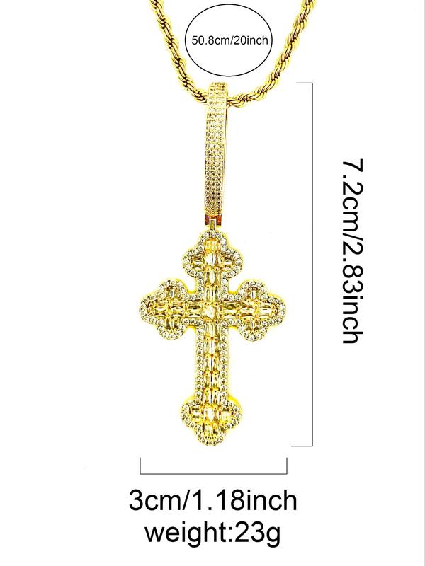 Rhinestone Decorated Cross Pendant, Fashionable Jewelry for Women & Girls, Trendy All-match & Exquisite Jewelry for Birthday Gift