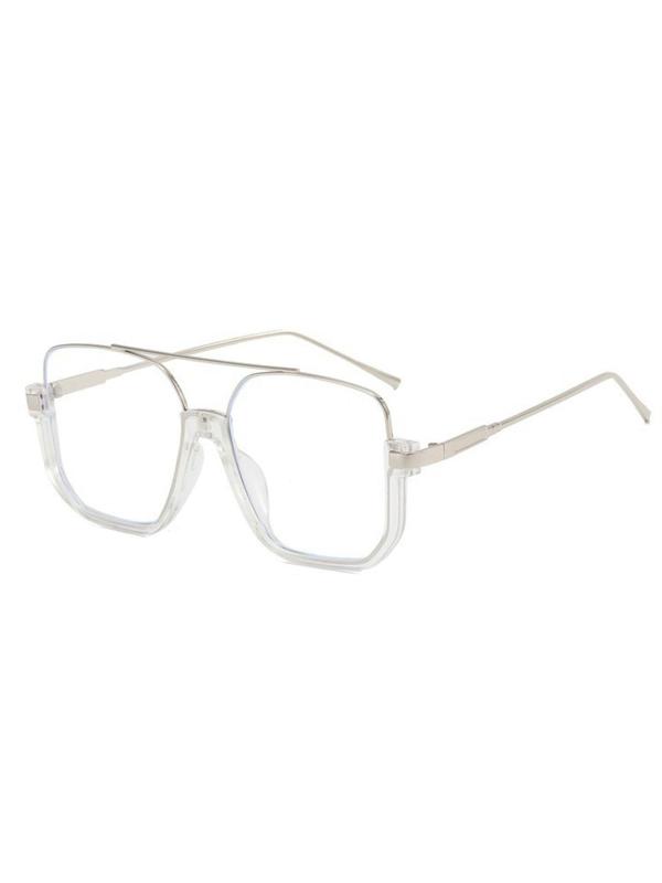 Clear Top Bar Design Square Frame Eyeglasses, Fashion Eyeglasses for Women & Men, Fashion Eyeglasses for Work, Daily Clothing Decor, Perfect for Student Daily Use