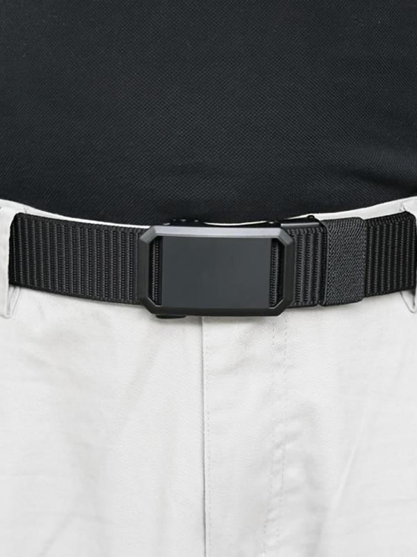 Men's Casual Plain Canvas Belt, Fashion Automatic Buckle Belt for Party, Daily Clothing Decor, Trendy All-match & Exquisite Belt for Birthday Gift