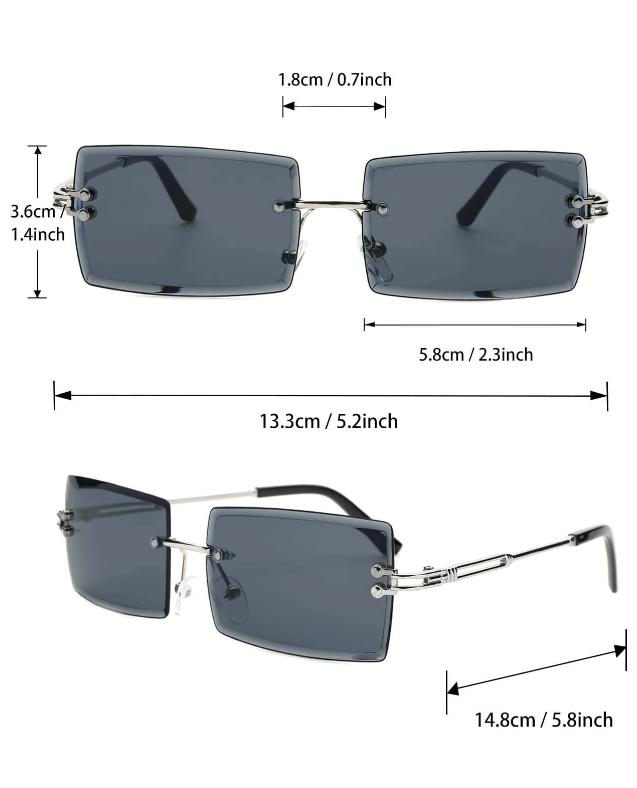 5 Pairs Rimless Quality Square Fashion Sun Glasses for Men & Women, Stylish, Luxury Fashion Sunglasses