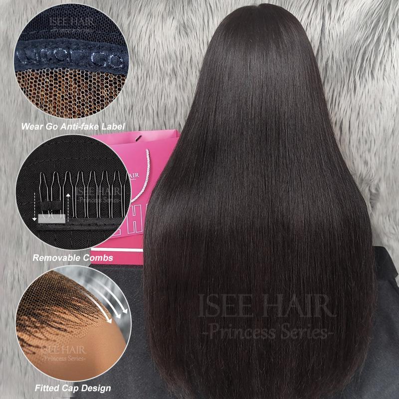 ISEE M-Cap Wear Go Straight & Yaki Straight 9x6 HD Lace Wig Pre Bleached Tiny Knots Human Hair Wig