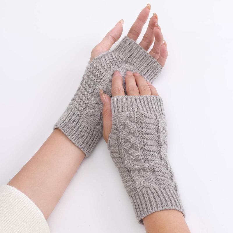 Fingerless Crochet Thumbhole Mittens for Women Winter Knit Arm Warmers Cozy Gloves for Cold Weather