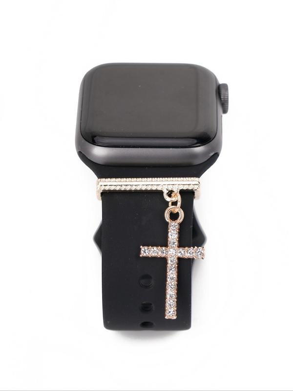 Rhinestone Decorated Cross Watch Band Charm, Fashionable Watch Band Decor for Women & Girls, Trendy All-match & Exquisite Watch Accessories for Birthday Gift