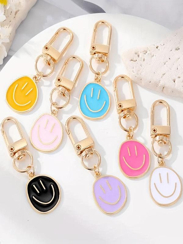 Cute Smile Face Design Keychain, 7pcs Fashionable Keychain for Women & Men for Daily Bag Decor, Trendy All-match & Exquisite Keychain for Birthday Gift