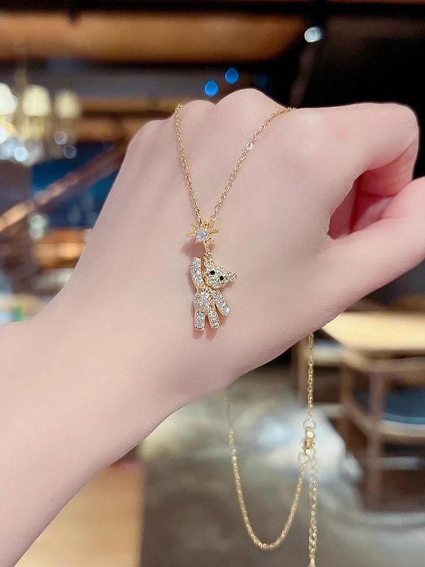 Cute Bear Design Pendant Necklace for Women & Girls, Fashion Jewelry for Party, Daily Clothing Decor, Trendy All-match & Exquisite Jewelry for Birthday Gift