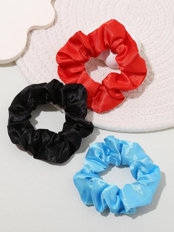 Mixed Color Satin Hair Tie, Casual Simple Plain High Stretch Hair Tie, Minimalist Headwear Suitable for Thick Hair, Fashion Hair Accessories for Party